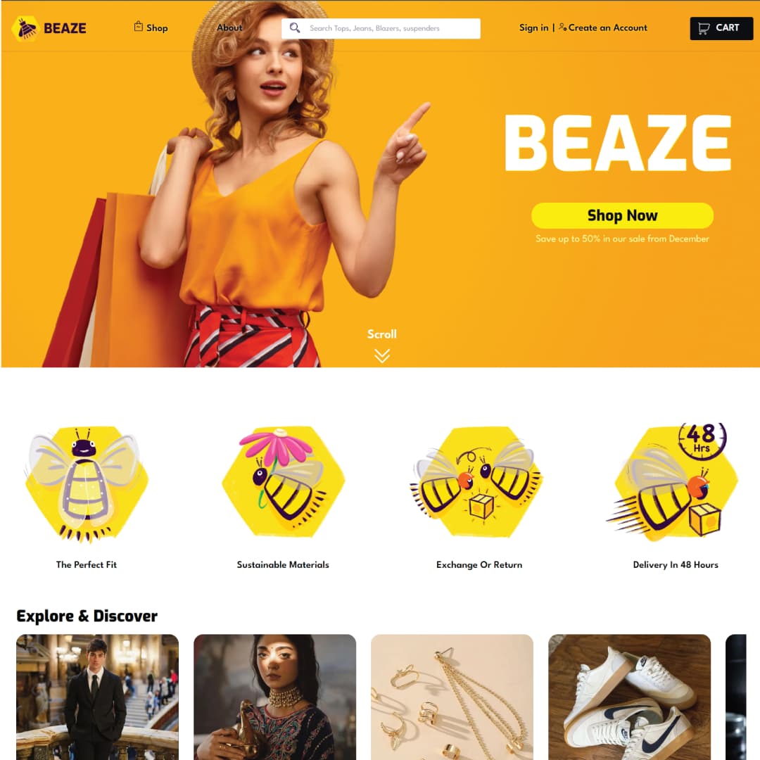 An Image of the Beaze demo site landing page